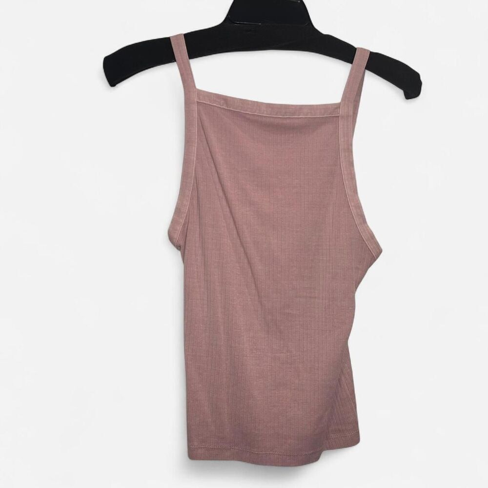 Free People Set Up Pale Pink Ribbed Square Neck Tank Top Soft Boho Crop XS - Picture 2 of 7